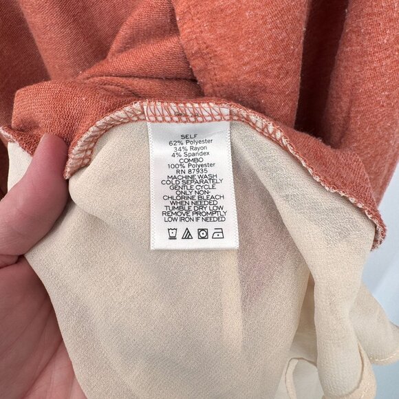 LOGO Lori Goldstein Sleeveless Drape Vest Women Medium Peach Layered Hem Pockets - Picture 9 of 9